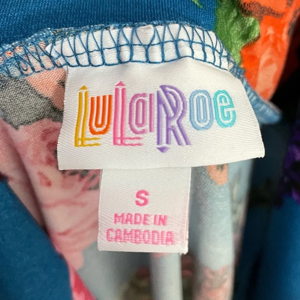 Lularoe Maxi Skirt Floor Length Floral Rose Swim Cover Tube Dress Blue Small - Picture 5 of 7